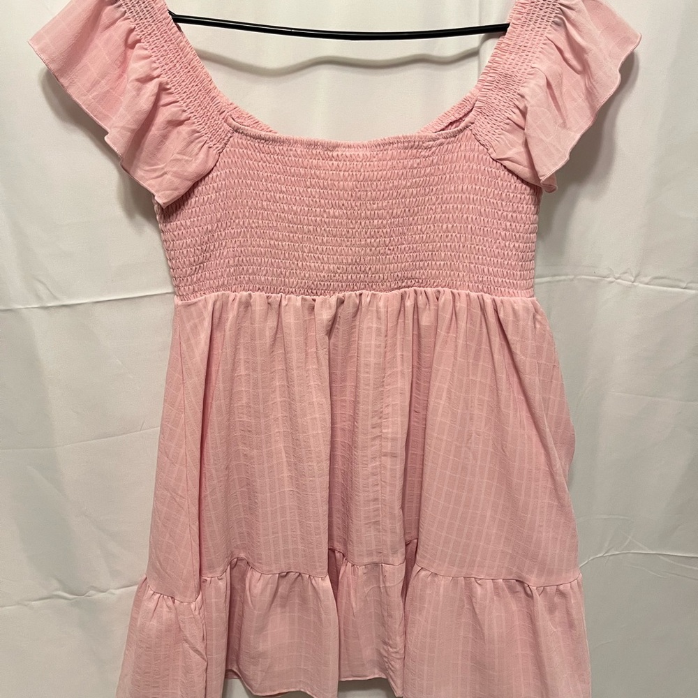 Pink Smocked Ruffle Sleeve Mini Dress - Picture 5 of 5